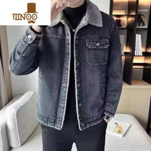 YANXU牛仔夹克外套男冬季2023新款加绒加厚牛仔衣大码休闲潮牌冬装