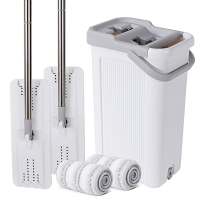 美丽雅 洗刷刷双鱼平板拖把 1桶配2支拖把(共2支)