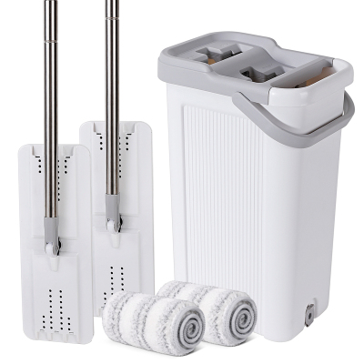 美丽雅 洗刷刷双鱼平板拖把 1桶配2支拖把(共2支)