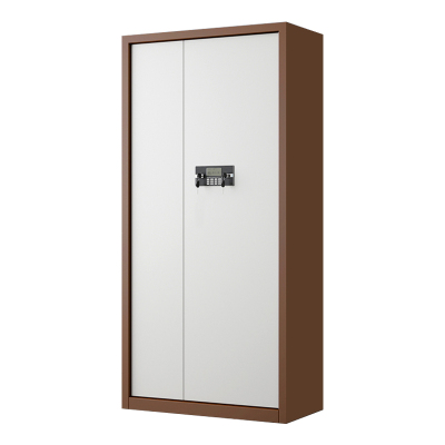 铭威盾指纹电子保密柜钢制密码文件柜档案柜矮柜保密资料柜办公柜通门咖白色:电子密码锁