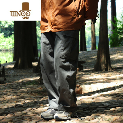 YANXULIFE23SS日系复古户外多口袋工装裤宽松休闲直筒抽绳长裤男女潮