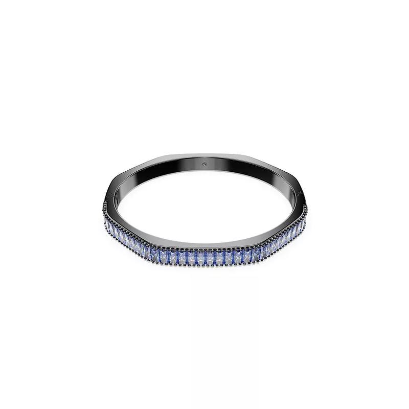 Swarovski施华洛世奇女款蓝色方形切割水晶镀黑钌手链 时尚优雅可