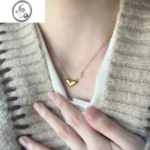 JiMie生有你~2023年新款一心一意爱你e生项链女几何立体爱心套链锁骨 立体爱心项链