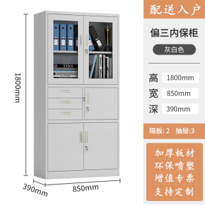 易企采 钢制加厚偏三内保资料柜办公室文件柜铁皮柜子档案柜财务凭证带锁储物书柜