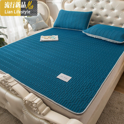 泰国乳胶凉席三件套冰丝空调软席子1.5天丝1.8m床夏季水洗可折叠 三维工匠凉席/凉枕