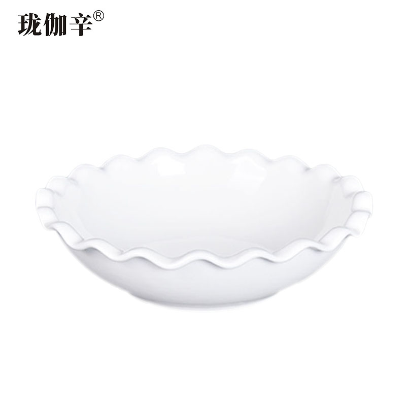 珑伽辛 白色陶瓷太阳碗 菜碗 10英寸/个