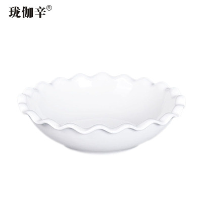 珑伽辛 白色陶瓷太阳碗 菜碗 10英寸/个