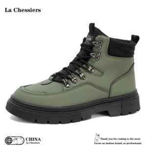 La Chessiers高帮马丁靴男鞋春秋季2025新款大码工装鞋男士韩版百搭英伦风厚底短靴子