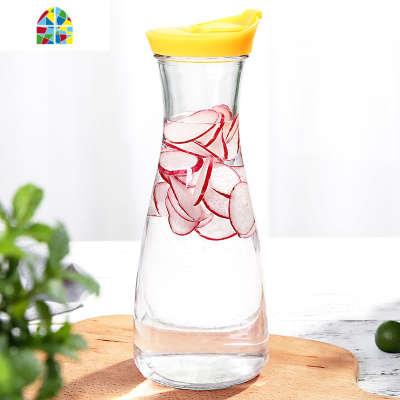 冷水壶玻璃家用带盖密封大容量透明创意饮料果汁水瓶凉白开水扎壶 FENGHOU 浅蓝色凉水壶