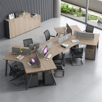 易企采 六人位含柜不含椅 异形办公室职员办公桌简约现代电脑卡座员工位组合