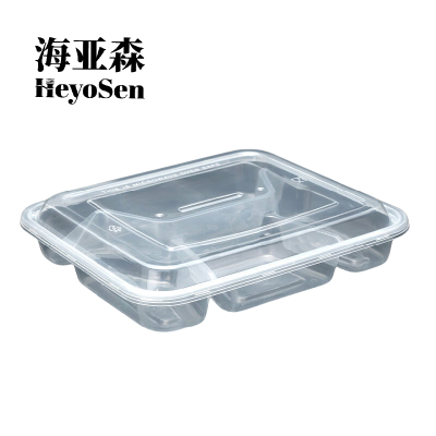 海亚森 M6018 MAX带盖一次性四格塑料餐盒1200ml 1个/套 120套/箱(计价单位:箱)黑色
