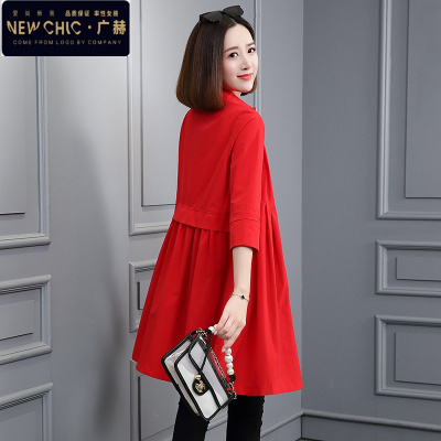 广赫外套女中长款春秋大码长衬衣时尚宽松韩版薄风衣修身显瘦短外套潮风衣