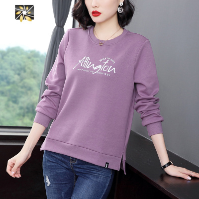 暖青汇中老年休闲卫衣女妈妈秋冬新款宽松大码体恤短款减龄洋气遮肚上衣卫衣