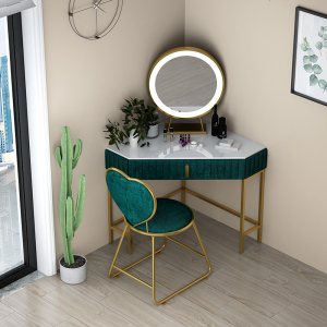 北欧轻奢三角转角梳妆台拐角化妆台化妆桌卧室书桌桌子网红风