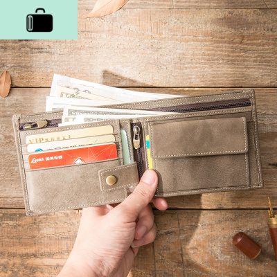 日系做旧手工皮钱包男款多功能横款青年复古头层牛皮文艺皮夹女NEW LAKE