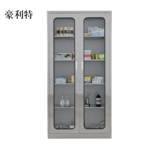 豪利特文件柜不锈钢柜子储物柜资料柜档案柜带锁文件柜201通玻文件柜