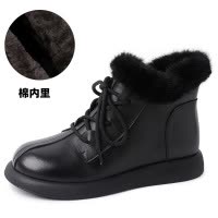 厚底圆头马丁靴24秋冬新款复古软底绑带毛口短靴舒适头层牛皮女靴
