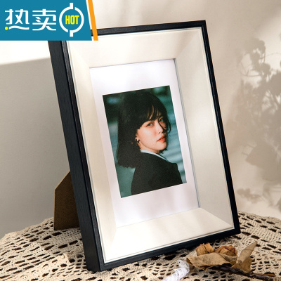 敬平木质相框摆台6寸7寸8寸定制洗照片做成画框放大挂墙儿童摆件相册 双色黑白 可定制尺寸 联系客服 (限60cm以内)