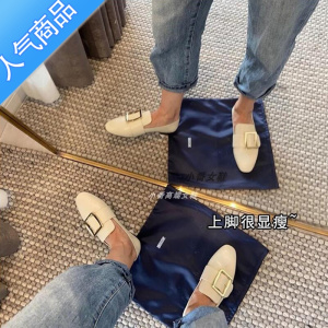 SUNTEK[小番]B方扣乐福鞋女平底踩跟懒人一脚蹬单鞋软底英伦皮鞋
