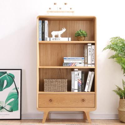 森美人实木书柜书架简约现代原木书橱北欧橡木儿童实木组合书柜置物柜