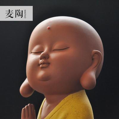 美帮汇紫砂茶宠茶玩 小和尚弥勒佛茶具摆件