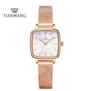 天王表手表 新品小方表石英表轻奢精致方形女表贝母表女士腕表LS31235