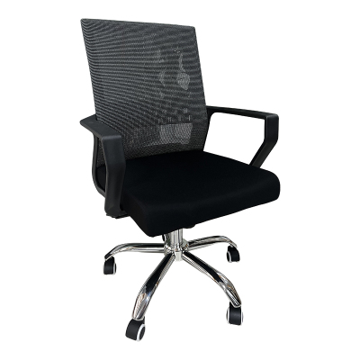翌嘉 YJ-20107 办公椅人体工学椅会议椅 黑色转椅电镀脚