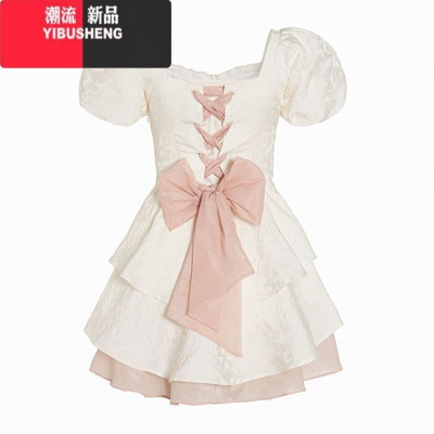 YIBUSHENG季法式纯欲甜辣风收腰蝴蝶结连衣裙高级感蓬蓬在逃公主裙小个子
