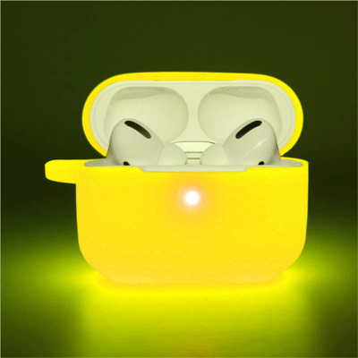 适用苹果airpods pro夜光保护套airpods 3代 液态硅胶软套蓝牙耳机超薄防摔保护壳 夜光黄色