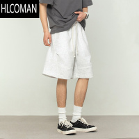 HLCOMAN美式拼接休闲短裤男2025夏季新款宽松时尚字母刺绣百搭运动五分裤