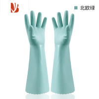 三维工匠洗碗手套女橡胶厨房洗菜家务用清洁耐用型薄款贴手防水洗衣服手套 北欧绿 L