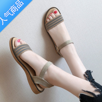 SUNTEK网红两穿坡跟凉鞋女仙女风ins潮2023年新款夏季时尚外穿超火拖鞋