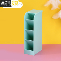 三维工匠斜插式笔筒ins收纳盒女创意时尚可爱简约北欧透明多功能办公桌面少女心网红儿童小学生摆件大容量化妆刷笔桶 淡蓝