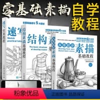 [正版]从零起步素描基础教程+结构素描+速写3册 素描书入门教程材零基础初自学到精通绘画书籍临摹速写书美术生线描画画静