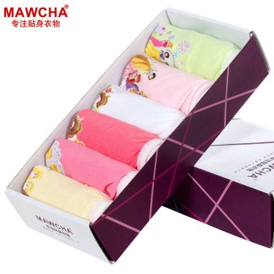 Mawcha柔软舒适棉卡通图案女童内裤6条装白雪公主平角女童内裤