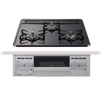 日本原装进口PALOMA/百乐满嵌入式燃气灶60cm上黑下银双面烤PD-N36WS-13A天然气
