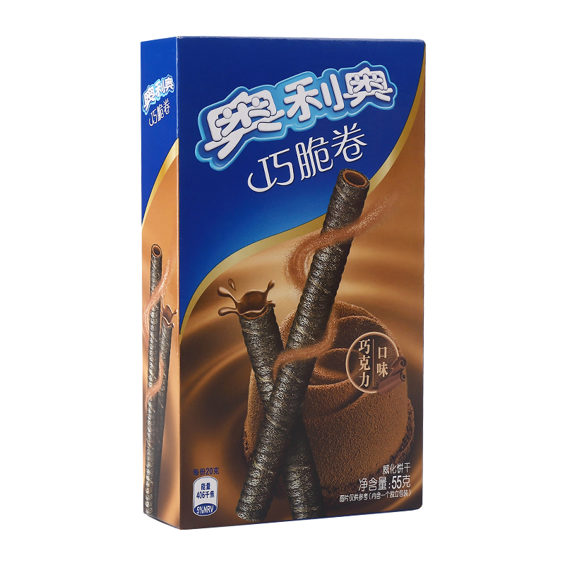 【满199减120】亿滋奥利奥饼干 零食 巧脆卷巧克力口味55g