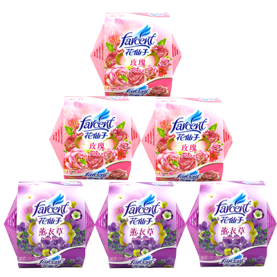 花仙子钻石晶冻空气清新剂厕所除臭香薰卧室卫生间异味室内固体清香剂神器薰衣草*3+玫瑰*3