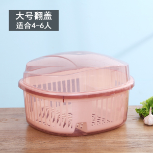 厨房家用带盖碗盆碗碟置物架塑料碗柜装碗筷收纳盒放碗箱沥水碗架