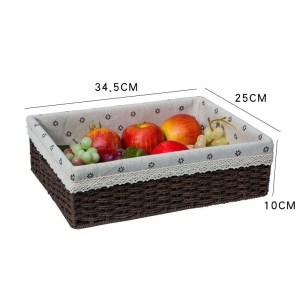 美帮汇收纳盒桌面藤编零食玄关钥匙筐编织收纳筐抽屉式布艺置物架篮