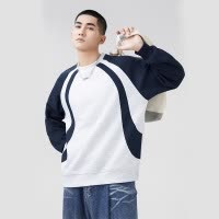 春秋季新款卫衣男简约运动休闲潮牌宽松拼色圆领长袖上衣男装