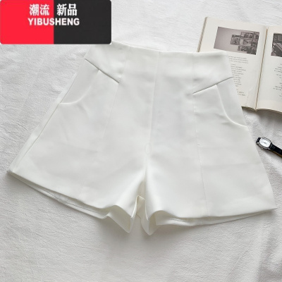 YIBUSHENG2024季新款韩版气质简约百搭高腰显瘦西装短裤阔腿裤休闲裤女