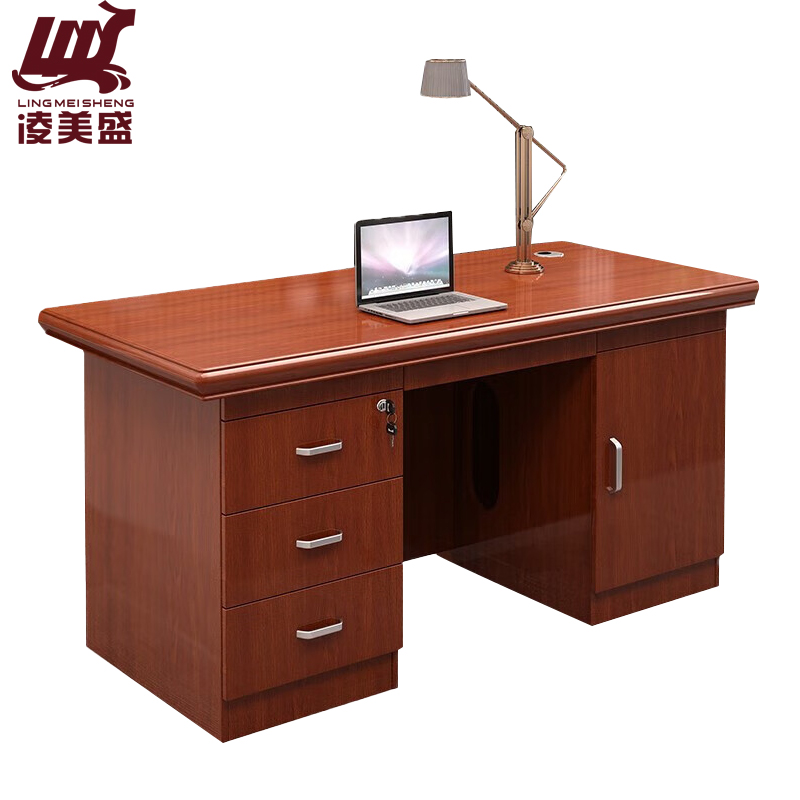 凌美盛 办公桌油漆木质贴皮单人桌1.4米LMS-14/张