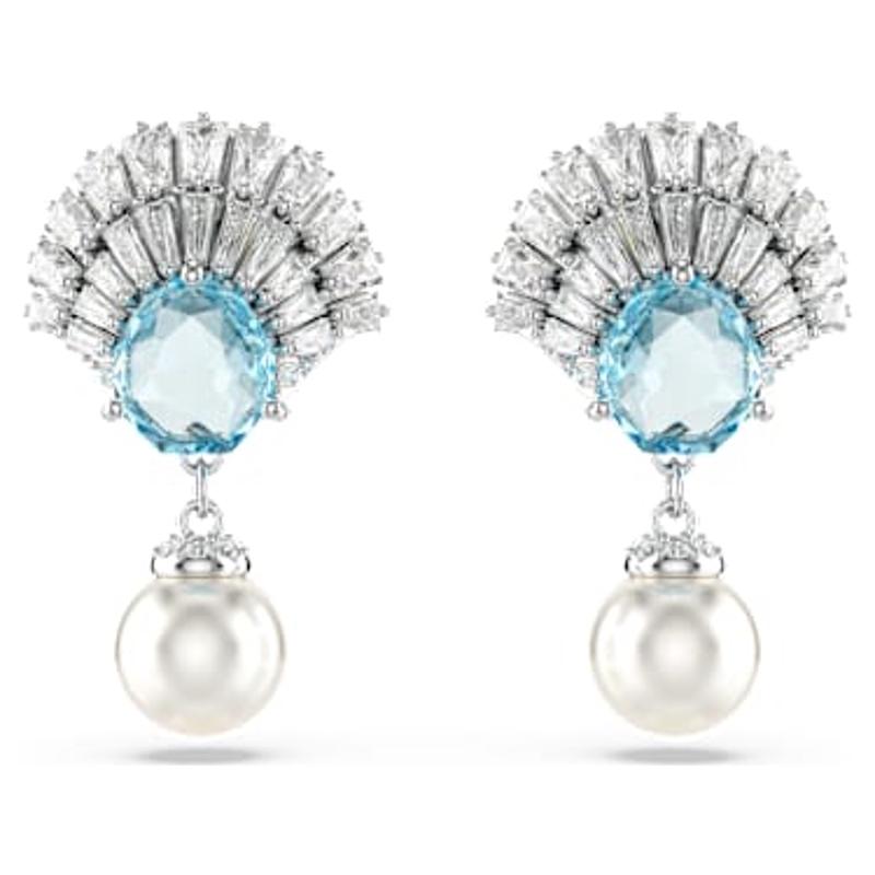施华洛世奇(SWAROVSKI)女士耳饰时尚优雅蓝晶石珍珠镀铑水钻坠饰