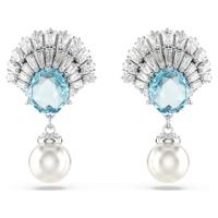 施华洛世奇(SWAROVSKI)女士耳饰时尚优雅蓝晶石珍珠镀铑水钻坠饰