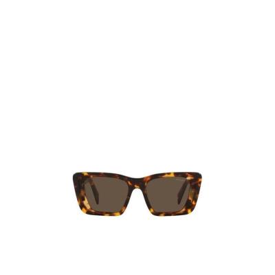 普拉达(PRADA)女士方框太阳镜方形镜框百搭配色镜片潮牌休闲装备 棕色