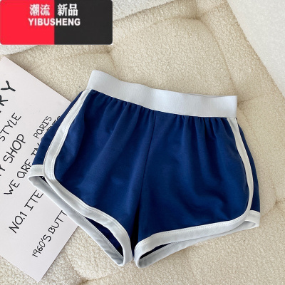 YIBUSHENG港味撞色运动休闲裤女宽松显瘦高腰美式篮球短裤季新款外穿裤子