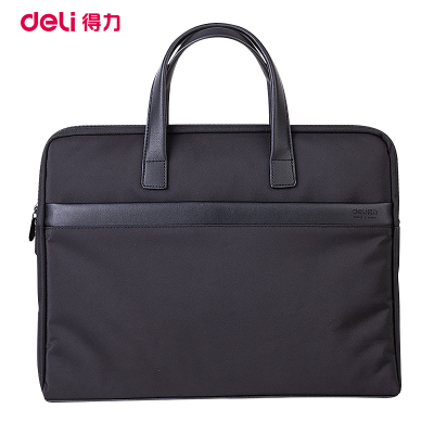 得力(deli)63751公文包文件袋黑/灰两色加厚事务包手提资料袋电脑包拉链袋帆布资料文件袋商务包