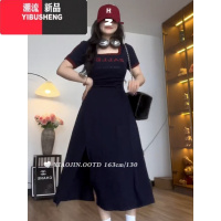 YIBUSHENG大码女装法式纯欲风U领连衣裙女季微胖mm显瘦遮肚子运动风短裙