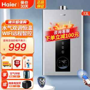 海尔(Haier)燃气热水器天然气家用即热强排式水气双调恒温节能省气安全防冻健康净浴CO防泄漏13升PD3